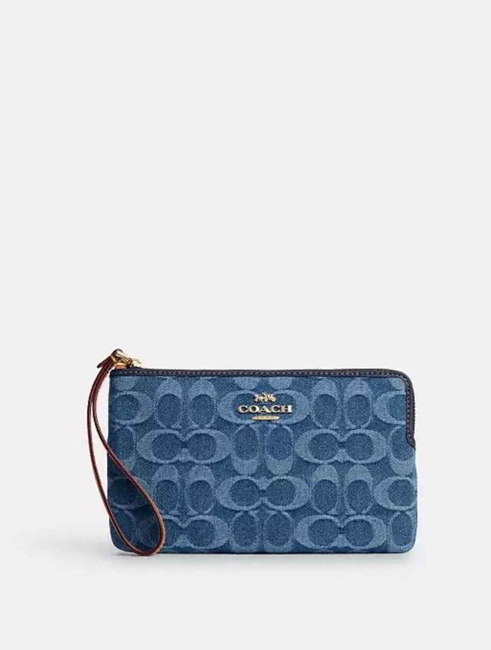 Coach Large Wristlet In Signature Denim